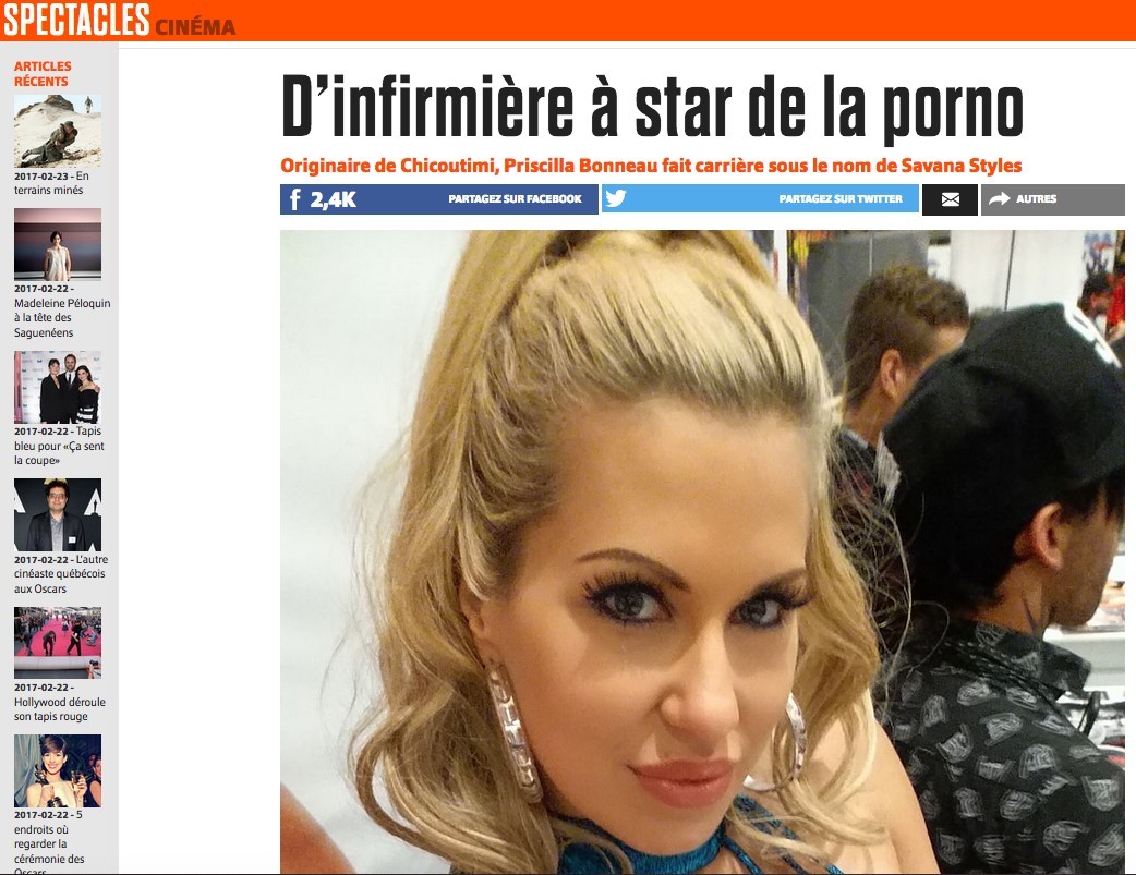 Adult Star Savana Styles Gets Mainstream Buzz with Le Journal de ...