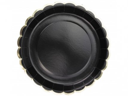 Black Paper Plates with Gold Foiled Edging (8pcs) | Boutique Party ...