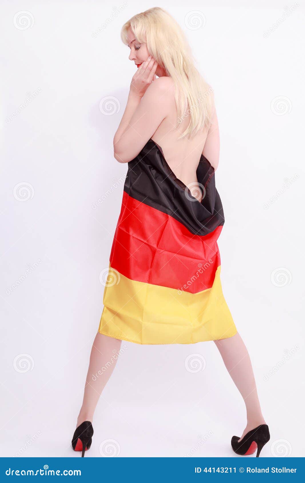 Nude Woman from Behind, Wrapped in a Germany Flag Stock Image ...