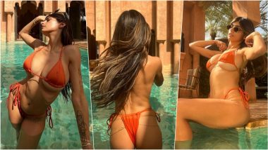 Mia Khalifa Goes Topless in Tangerine String Bikini, Hot Pics of ...