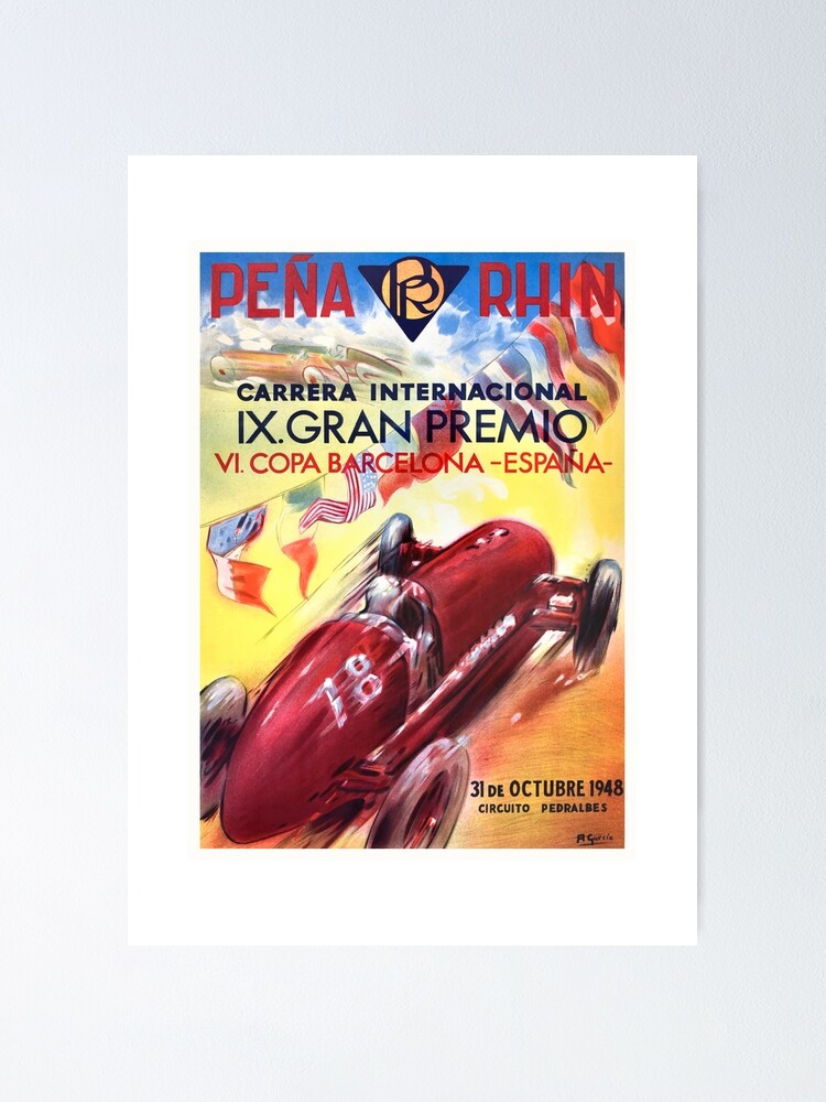 1948 Spain Grand Prix Racing Poster