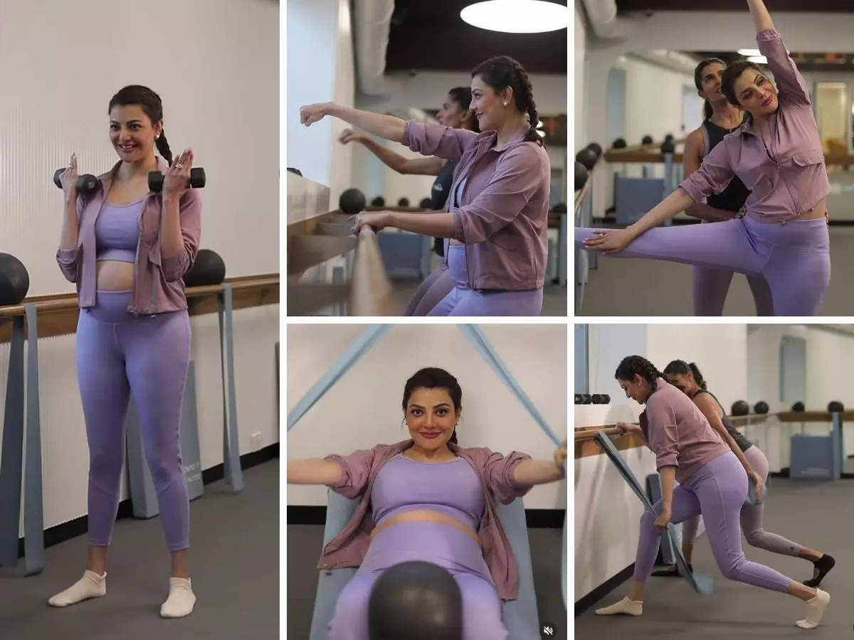 Kajal Aggarwal practises aerobic conditioning during pregnancy ...