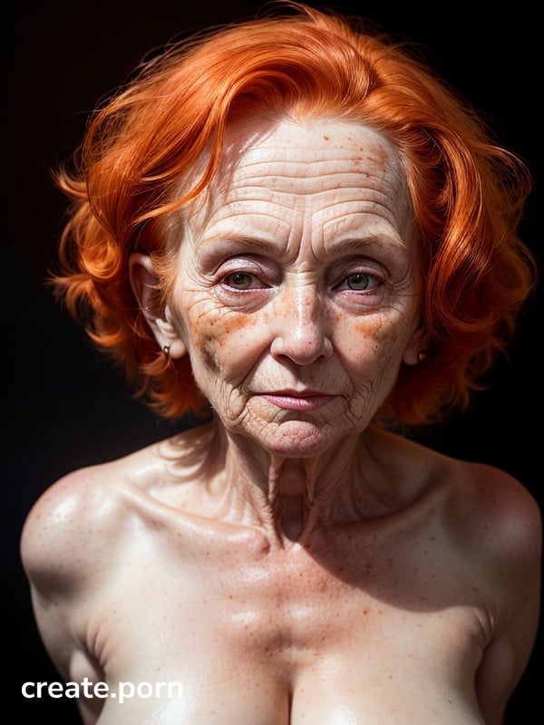 Old Granny Woman Nude, Front View, Ginger AI Porn