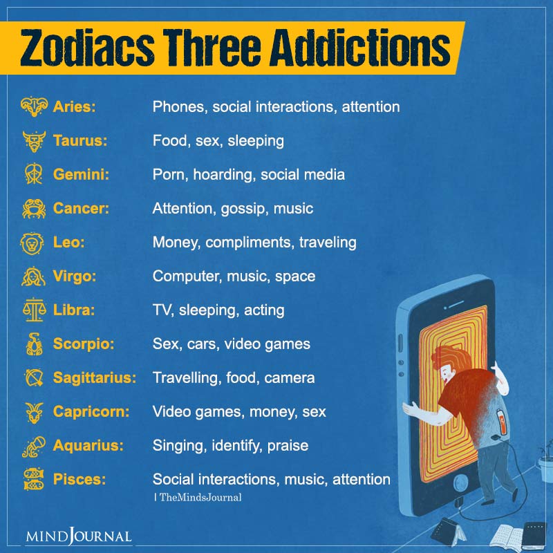 Zodiac Signs Three Addictions - Zodiac Memes Quotes