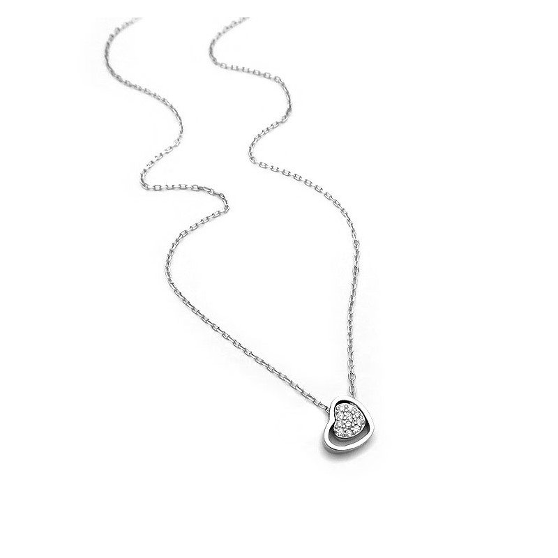 Necklace with heart and chain for the neck silver cheap at asimenio