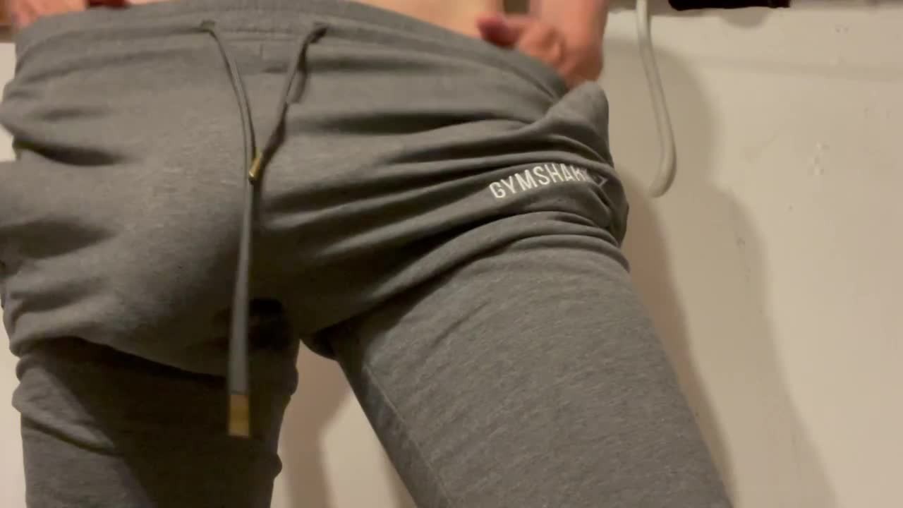 Huge Cock Bulge in Gym Pants. Masturbation with Anal Play and ...