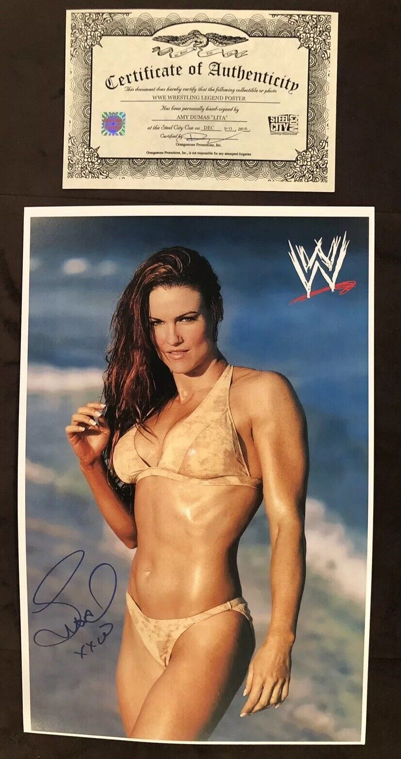 Amy Dumas Lita Hand SIGNED 11x17 PHOTO AUTOGRAPH Wrestling Hof ...