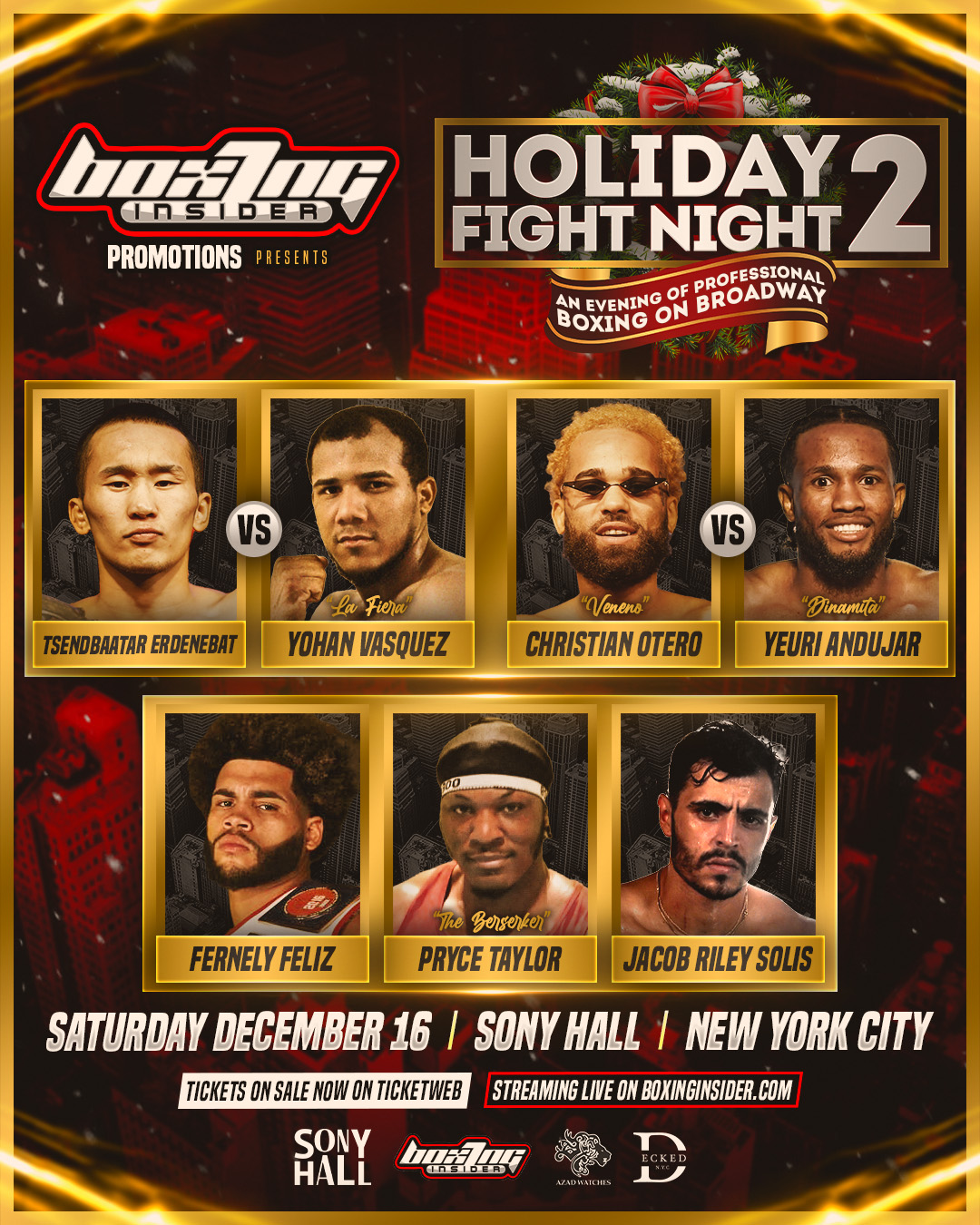 Holiday Fight Night 2 Presented By BoxingInsider Announced, Dec 16 ...