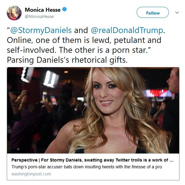 WashPost Adores Stormy Daniels Tweets: A 'Very Smart Cat,' Even a ...