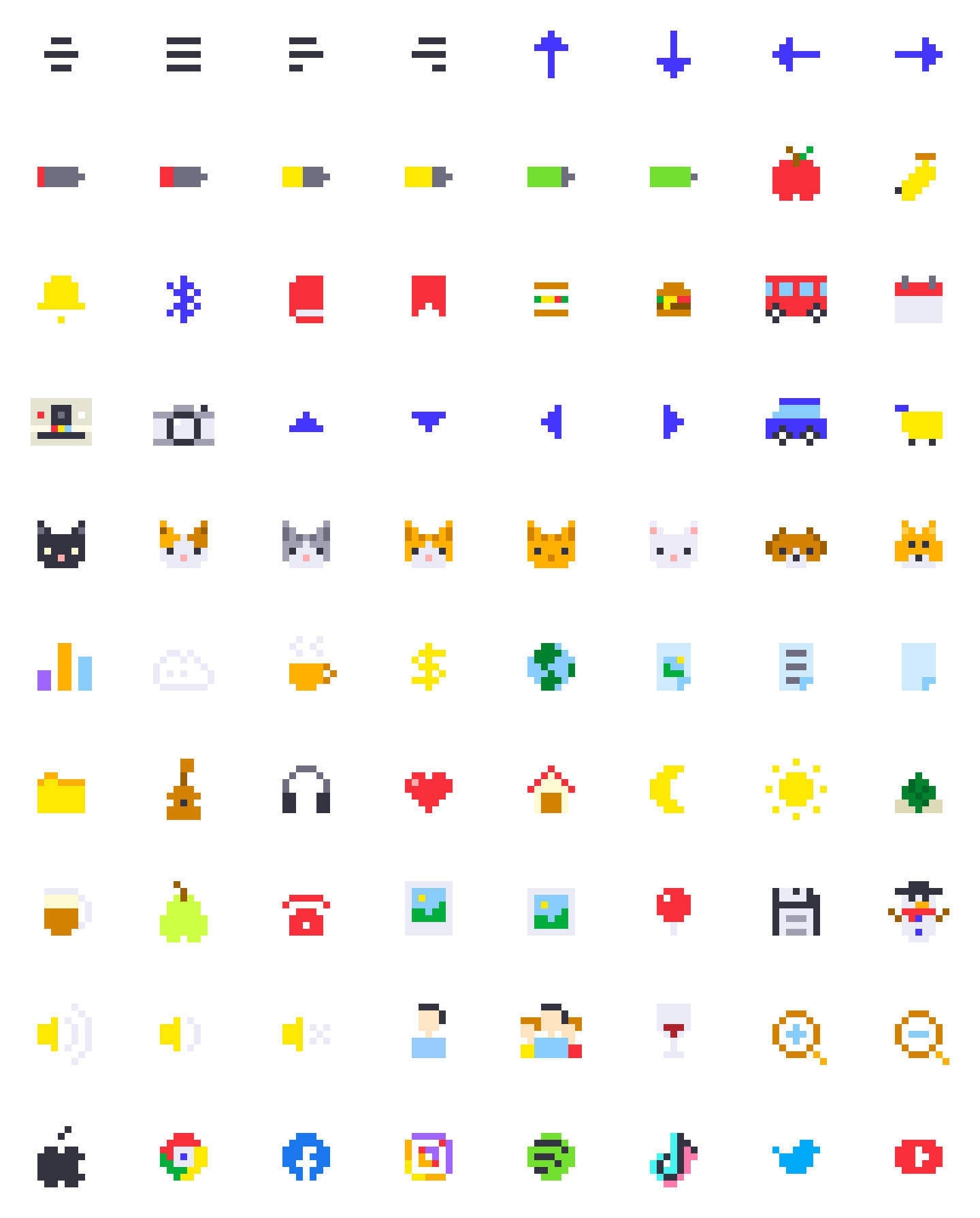 I made some icons on 9x9 grids, feel free to use : r/PixelArt