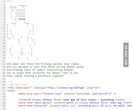 Found this in the source code on a porn site - 9GAG