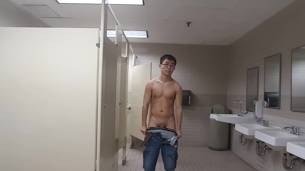 Asian Twink Strips Naked in Public Bathroom - Pornhub Gay