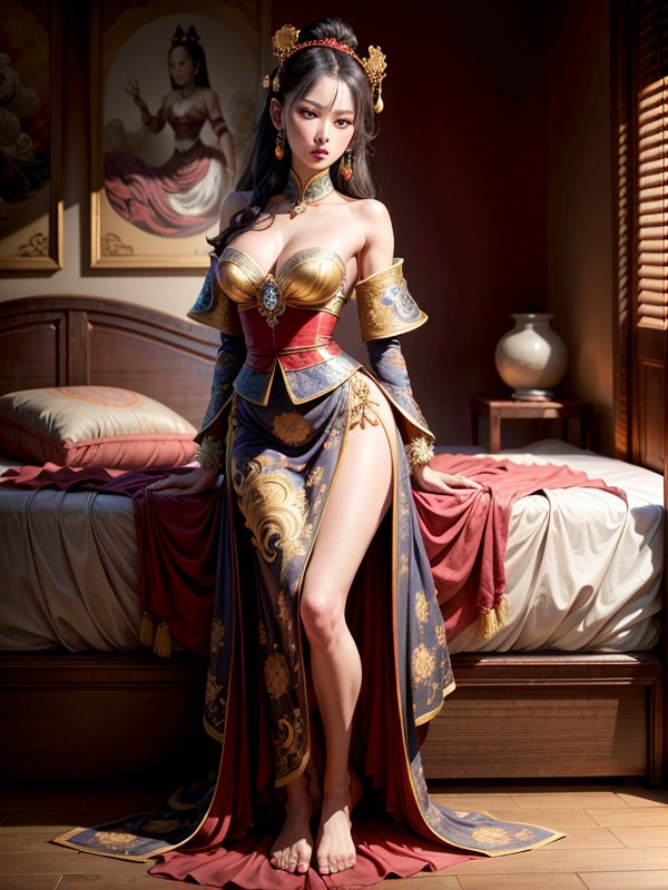 Chinese Royal Concubine, Full Body View, Bed Room AI Porn