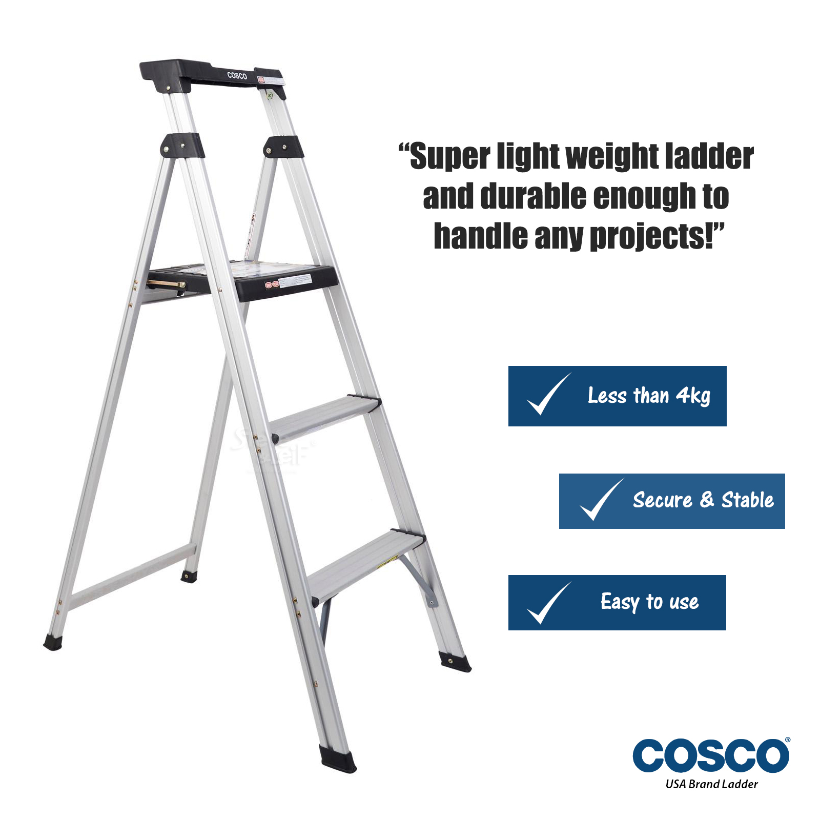 COSCO 3 Steps Folding Step Ladder Lite Solutions Series - Steve & Leif