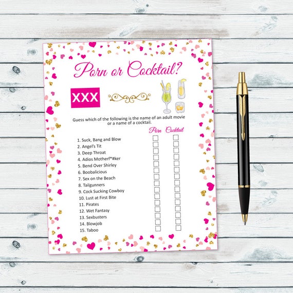 Naughty Bachelorette Game, Pink and Gold Bridal Printable Game ...