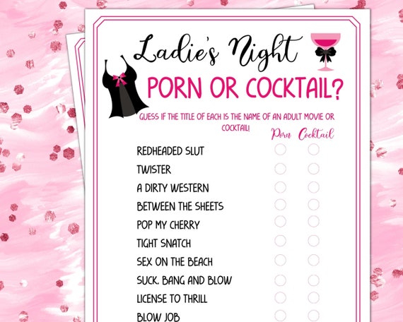 Ladies Night Porn or Cocktail Game, Fun Party Games, Girl Night ...