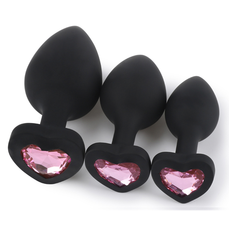 Venusfun Colorful Jeweled Black Silicone Heart Shape Butt Plugs ...