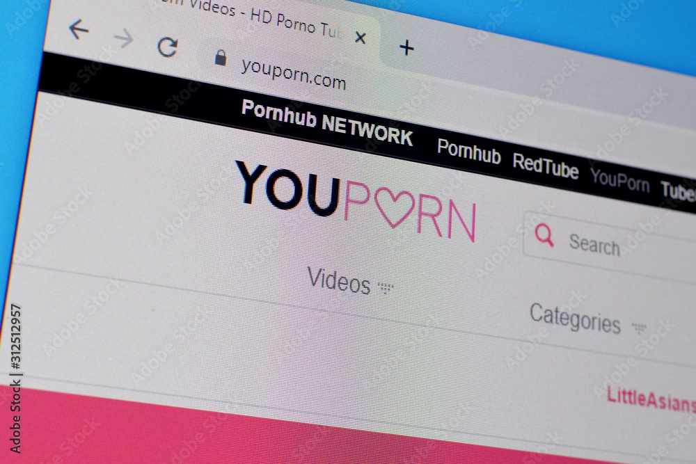 Homepage of youporn website on the display of PC, url - youporn ...