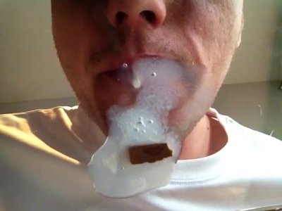 Cum on Glass Table, Lick up and Slurp up with a Straw, Mouth ...