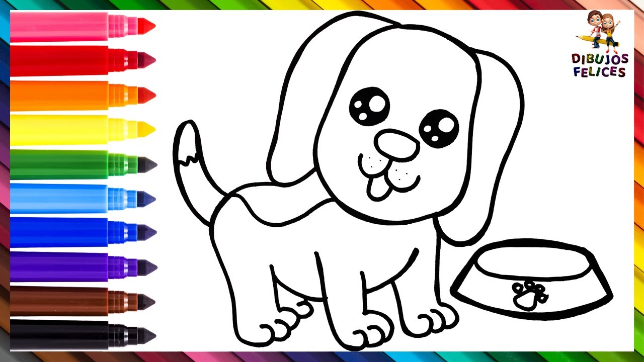 Cómo Dibujar Un Perro 🐶🦴 Dibuja y Colorea Un Lindo Perrito ...