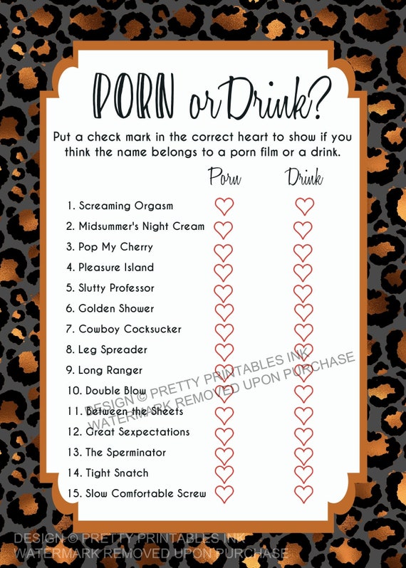 Porn or Drink Game Instant Download, Drink or Porn Game, Cheetah ...