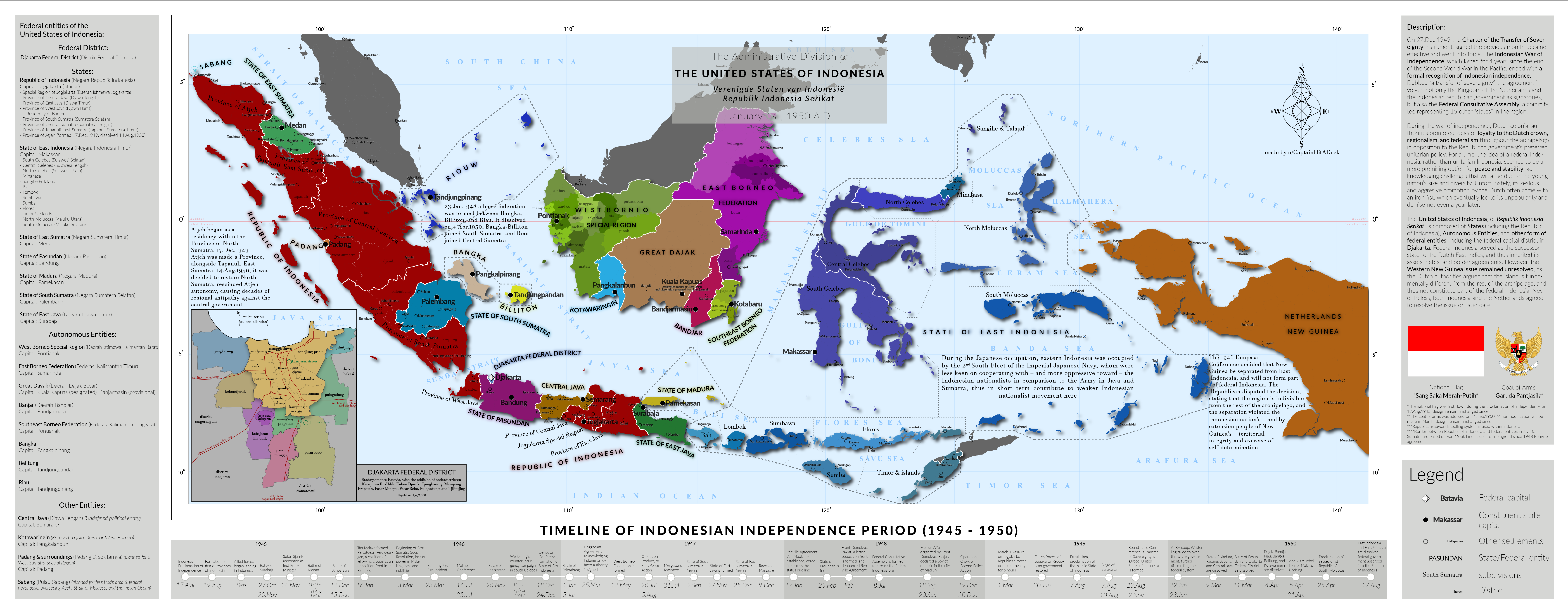 OC] "Map of the United States of Indonesia, 1st of January 1950 ...