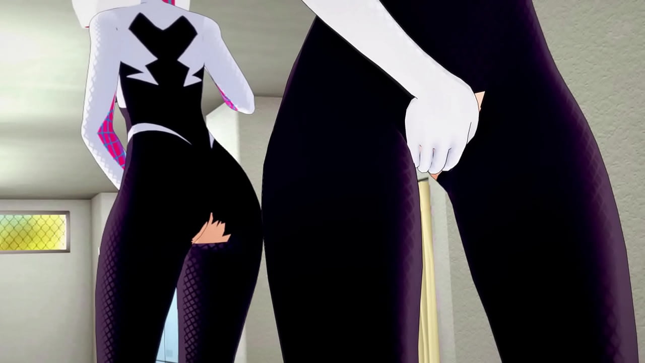 Spider-Woman Gwen Stacy solo double moaning masturbation with ...