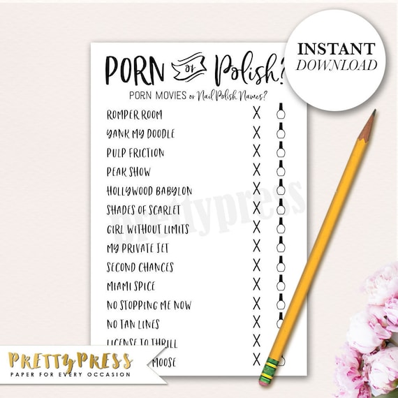 Porn or Polish Game, Bachelorette Games Printable, Bachelorette ...