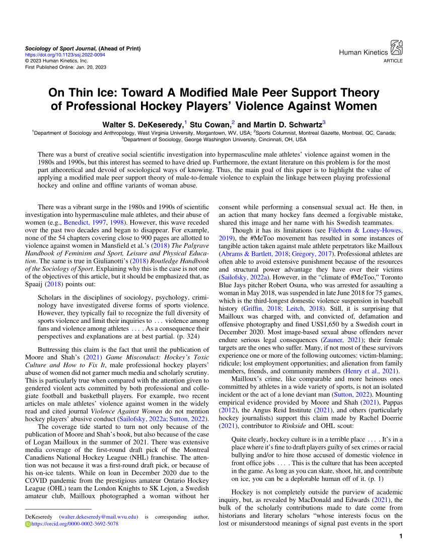 PDF) On Thin Ice: Toward A Modified Male Peer Support Theory of ...