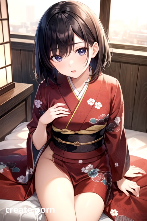 Bed, Kimono, Small Breast AI Porn