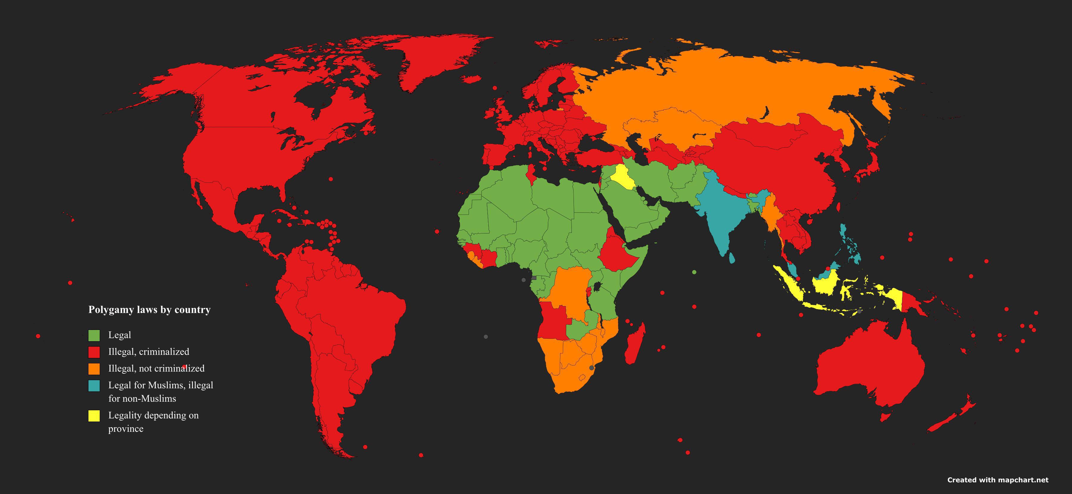 Legality of polygamy in the world : r/MapPorn