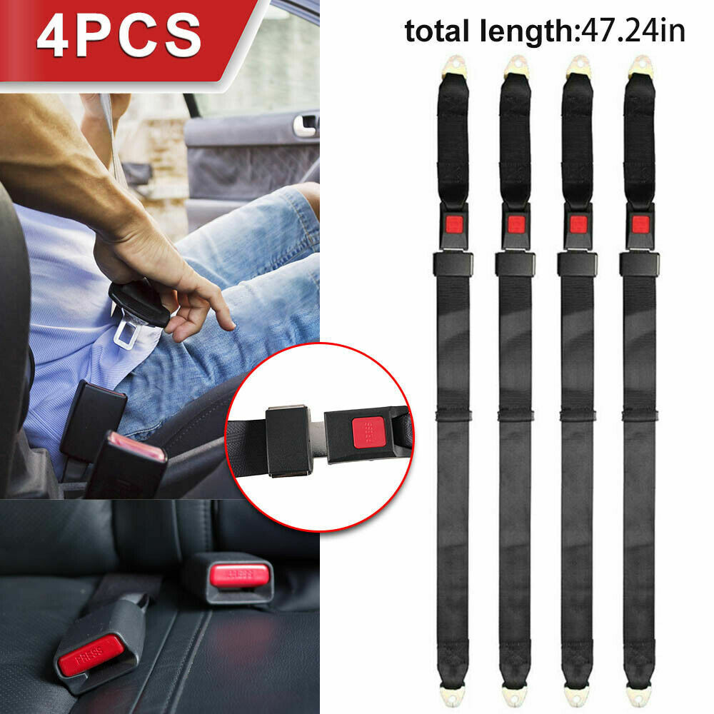 4 x Universal Lap Car Seat Belt 2 Point Adjustable Seat Belts | eBay