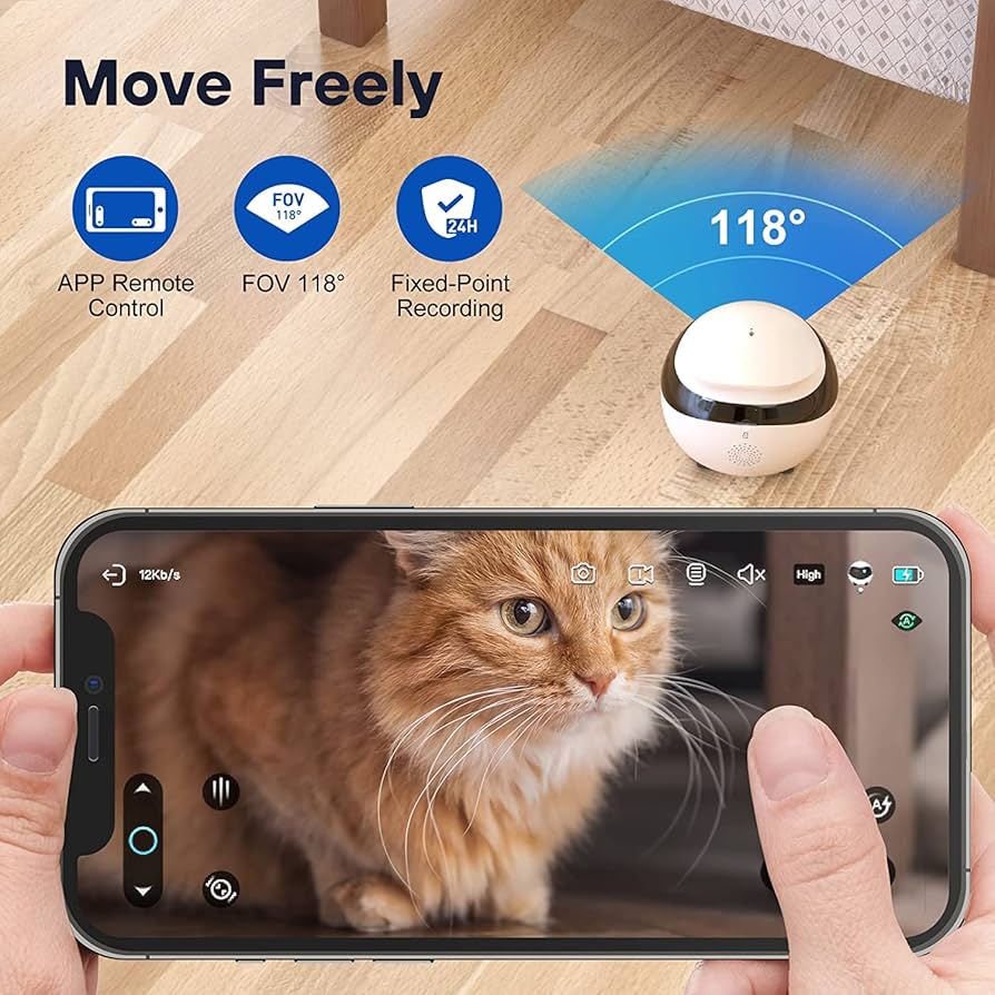 Enabot EBO SE Pet Cameras with EBO App, 1080P WLAN Mobile ...