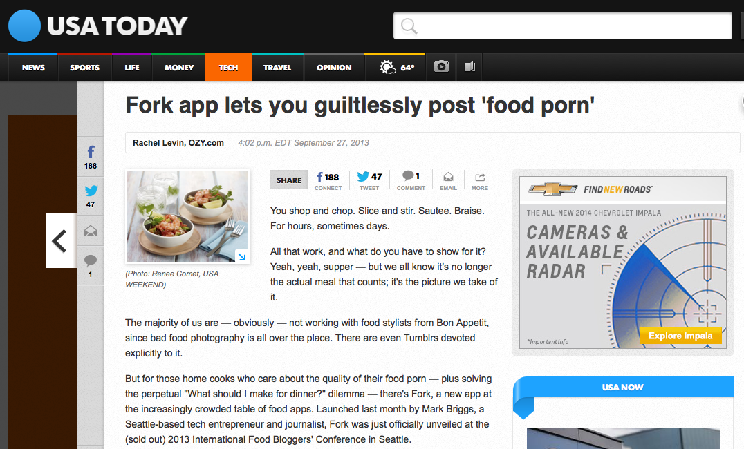 Fork app featured by USA Today | Journalism 2.0